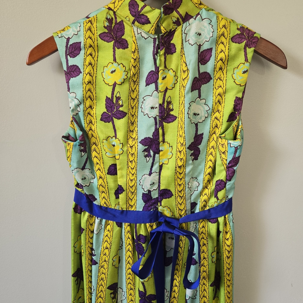 Vintage 70's Vibrant Sleeveless Maxi Dress VTG - Picture 3 of 16